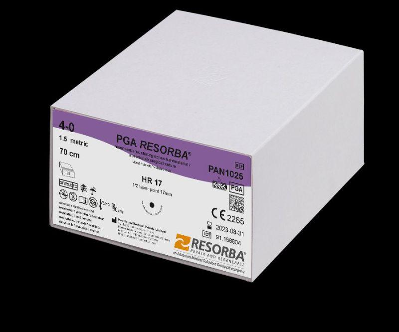 ПГА РЕСОРБА USP4-0, фіолетовий, довжина 70 см, голка колюча, 17мм, 1/2 кола